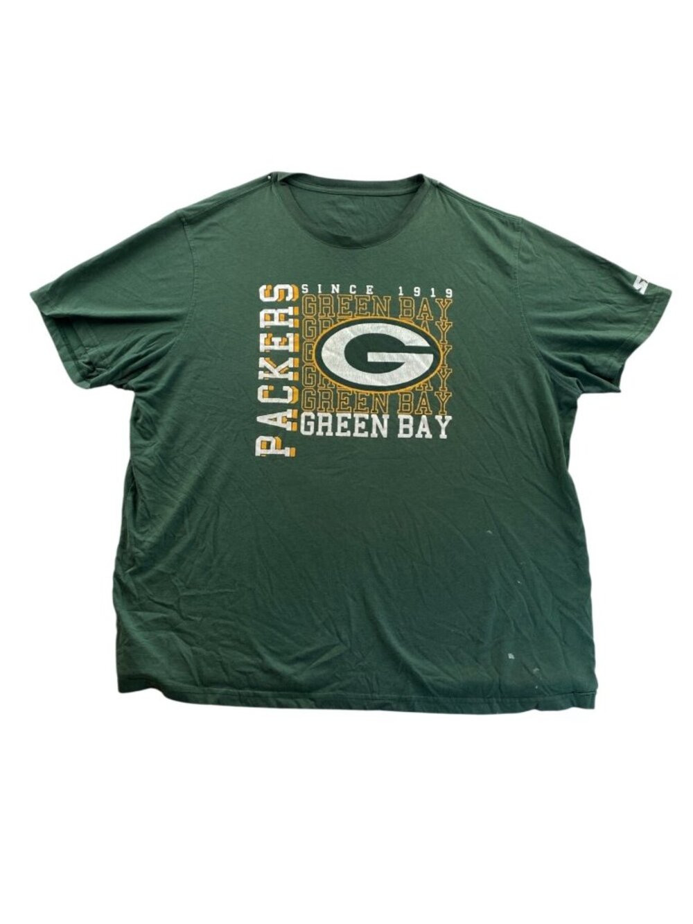 Mens Green Bay Packers T-Shirt Size 3XL Green Short Sleeve Graphic Casual Tee
